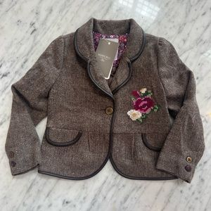 New Mayoral Girls Embroidered Tweed Blazer